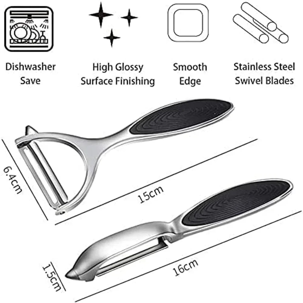 Premium Stainless Steel Vegetable & Fruit Peeler Set – Y-Shaped & I-Shaped, Ergonomic Non-Slip Handle, Eco-Friendly