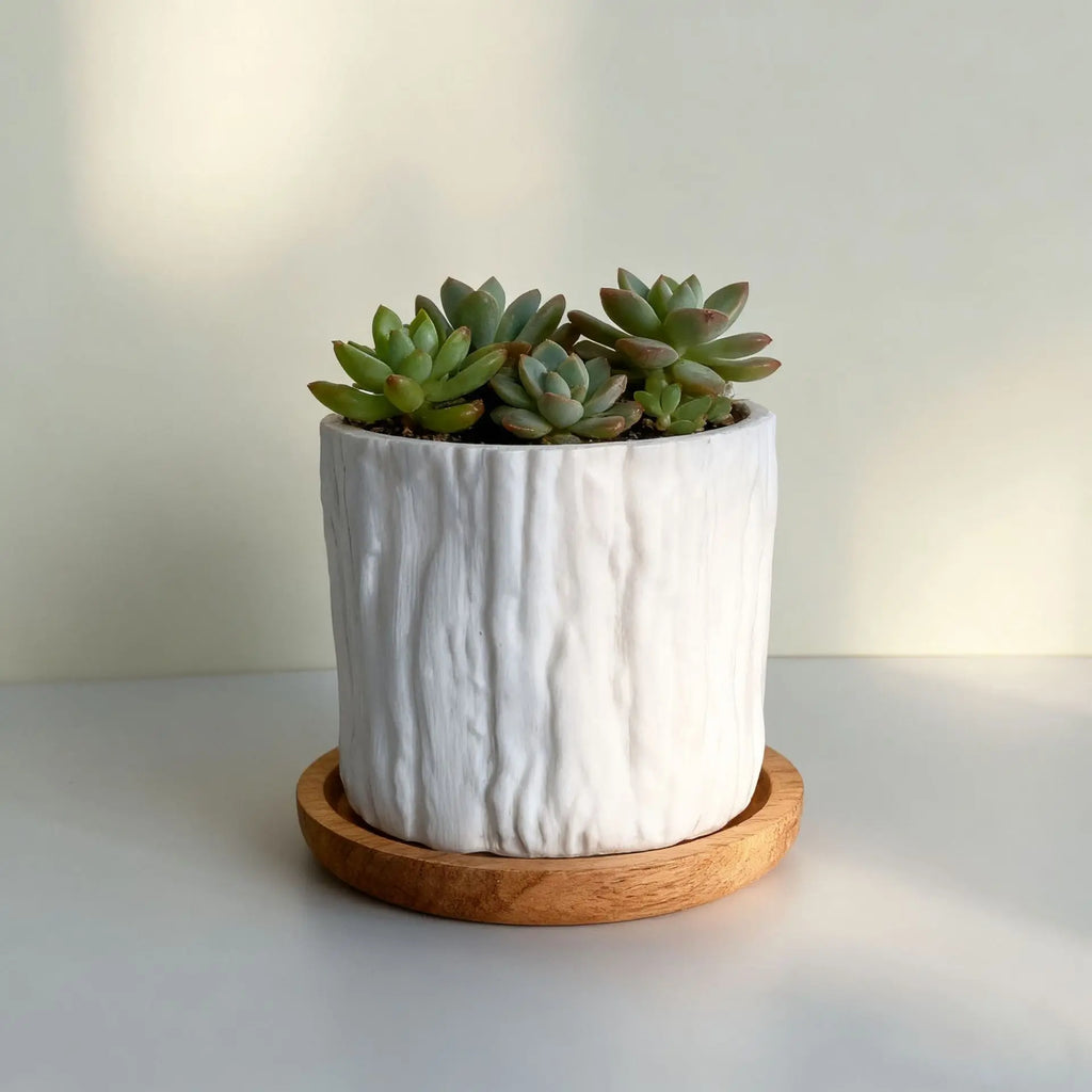 Mini Plastic Flower Pots Imitating Tree Bark