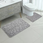 Embroidered Pebble Coral Velvet Bathroom Mat Set U-Shaped Absorbent Foot Rug Two-Piece