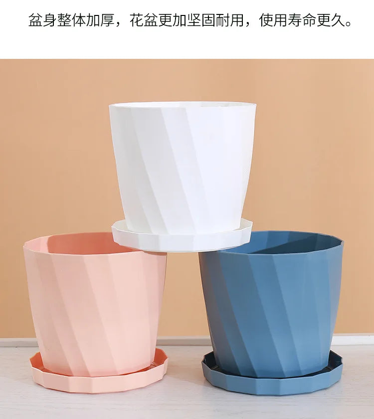 Round Thickened Plastic Flower Pot Set