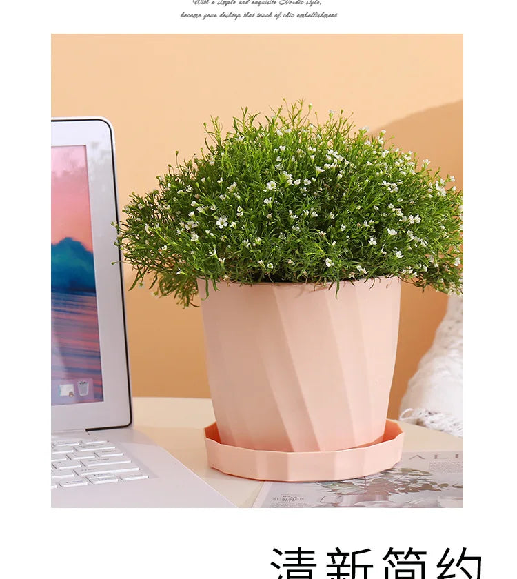 Round Thickened Plastic Flower Pot Set