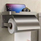 Drill-Free Wall-Mounted Aluminum Toilet Paper Holder Bathroom & Kitchen Tissue Rack