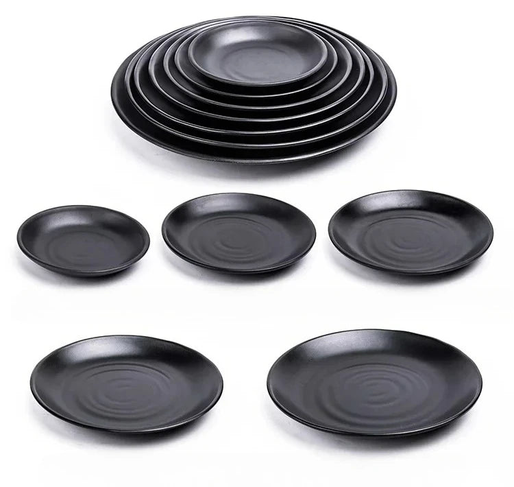 CERAMICS Round Plastic Plate – Solid Color Durable Tableware