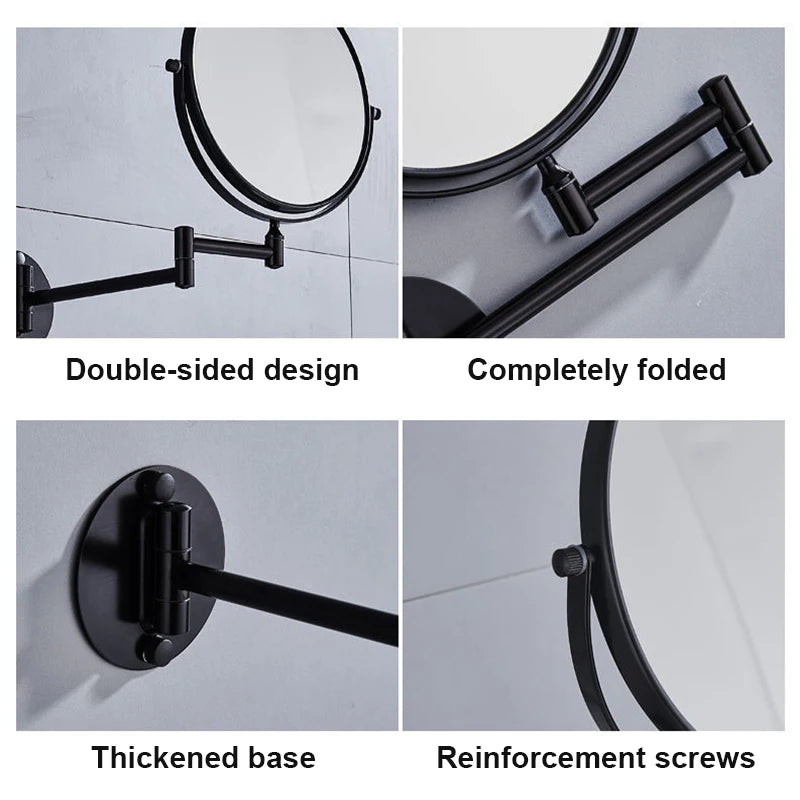 360° Rotating Double-Sided Wall Mirror with 3X Magnification and Flexibility