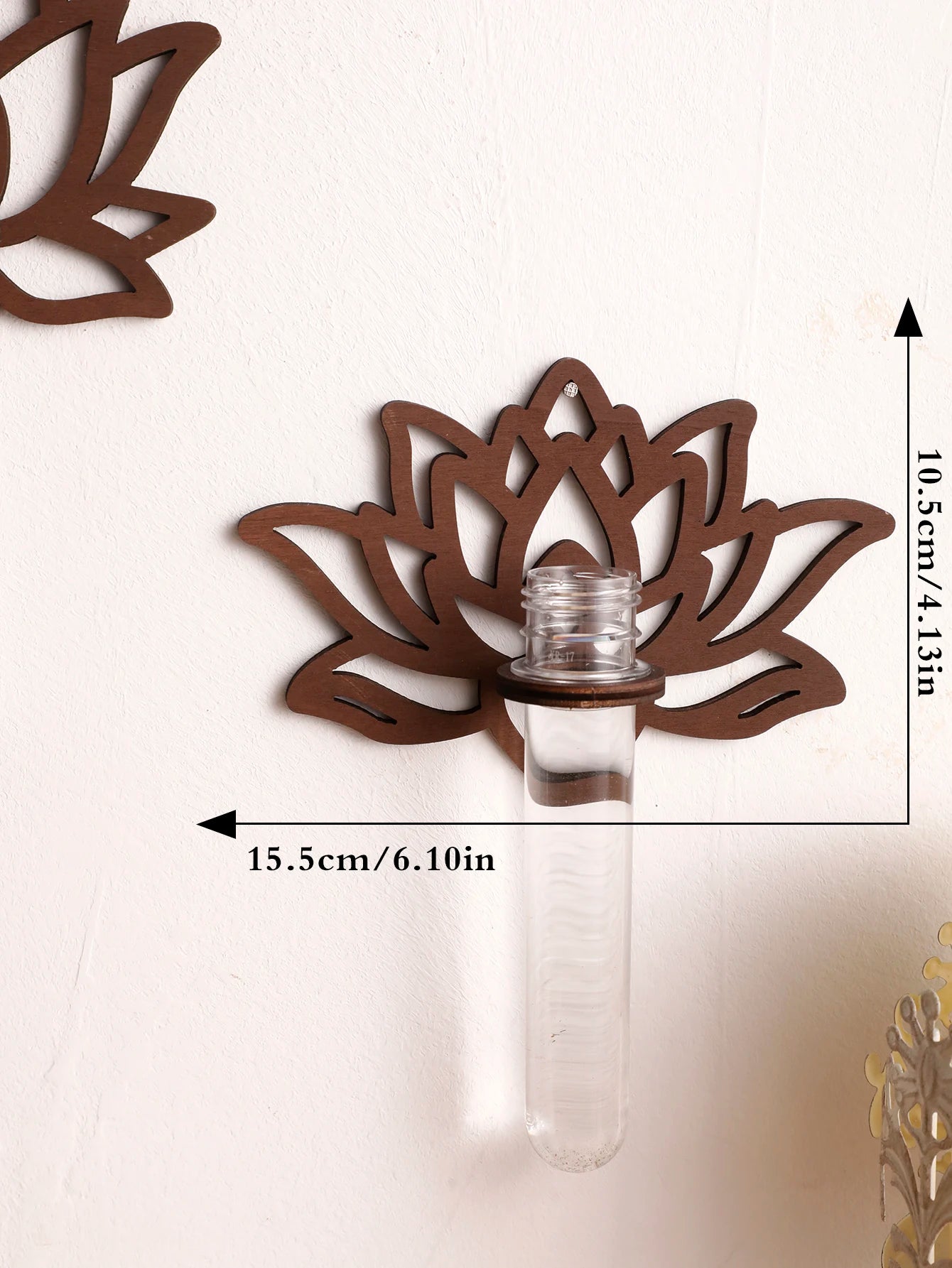 Lotus Shape Wooden Wall Planter & Vase Stand