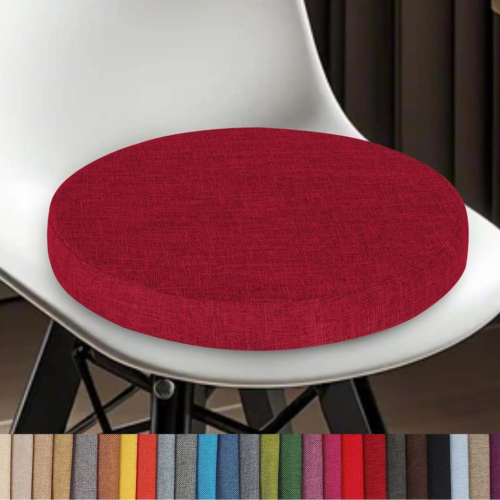 Round Linen Seat Cushion – Breathable PU Foam Pad for Dining & Bar Chairs