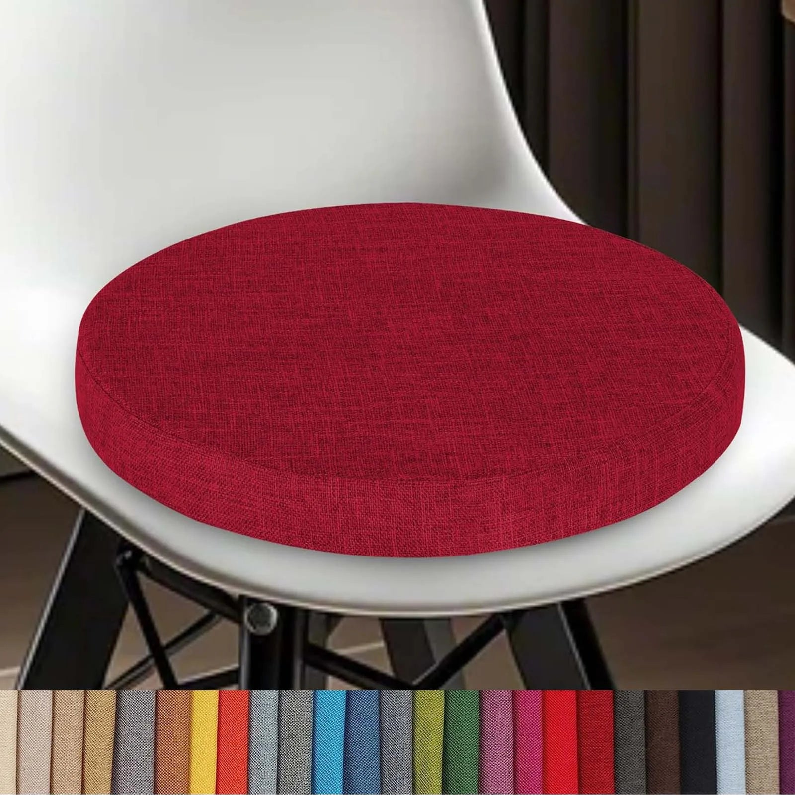 Round Linen Seat Cushion – Breathable PU Foam Pad for Dining & Bar Chairs