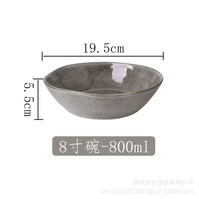 Japanese Irregular Ceramic Plate – Solid Color Dinnerware for Home Use