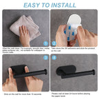 Stainless Steel Adhesive Toilet Paper Holder Waterproof Bathroom Tissue Rack Wall Mount