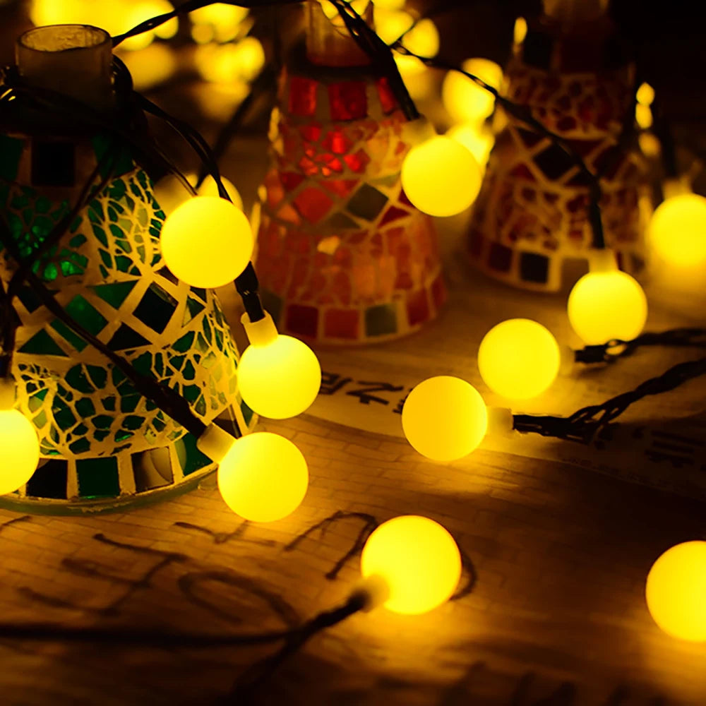 Solar LED Ball String Lights 5M IP65 Waterproof Holiday Decor