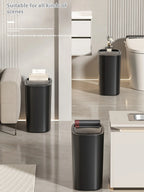Large Capacity Bathroom Trash Can with Lid – Odor-Sealing Plastic Waste Bin for Bathroom