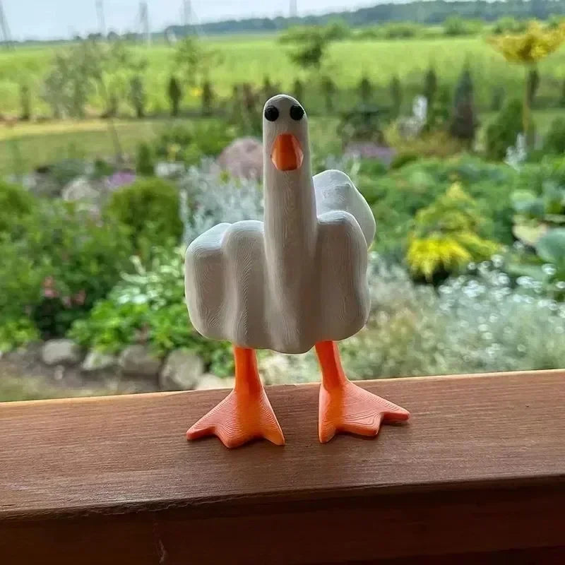Funny Duck Middle Finger Resin Figurine Pastoral Home Garden Decor