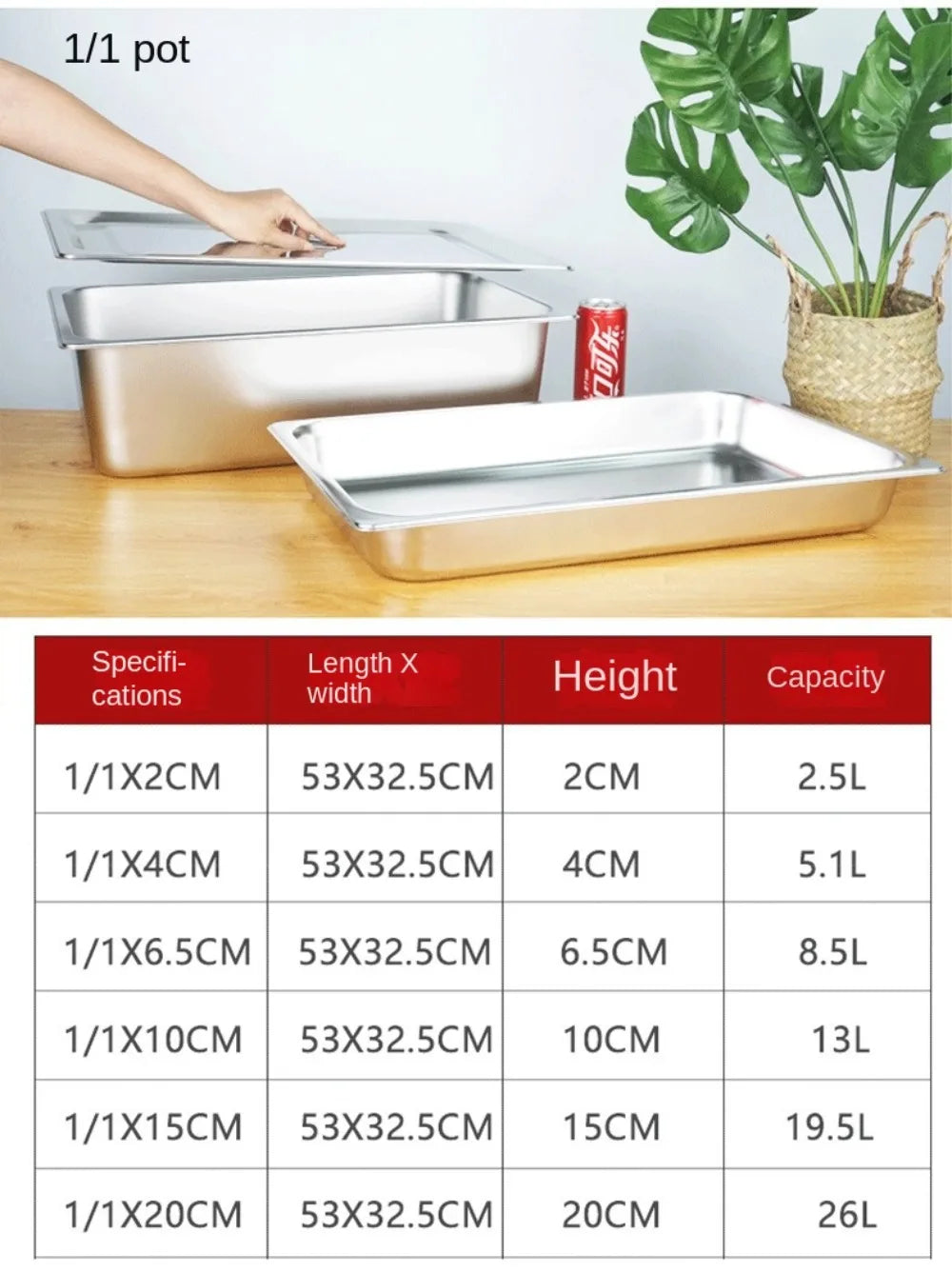 304 Stainless Steel Food Storage Pan – Durable Buffet & Kitchen Use
