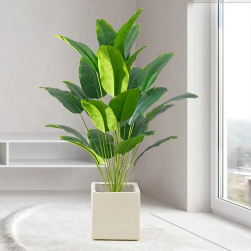 1pc Artificial Large Tropical Palm / Banana Leaves – Real Touch Monstera Style