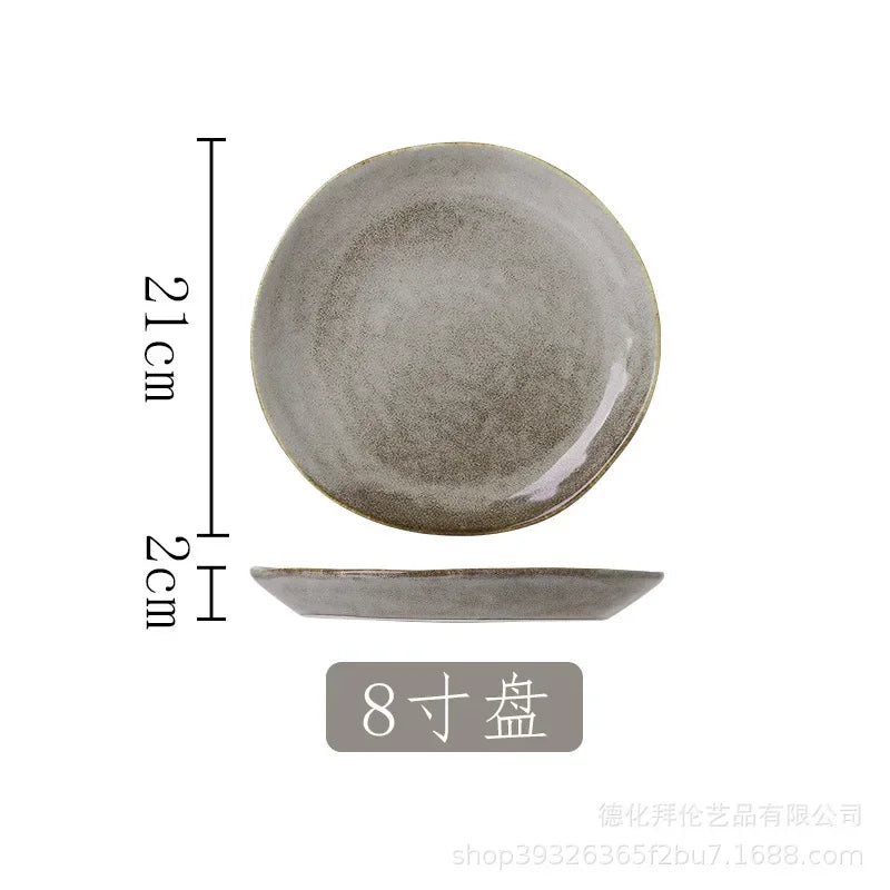 Japanese Irregular Ceramic Plate – Solid Color Dinnerware for Home Use