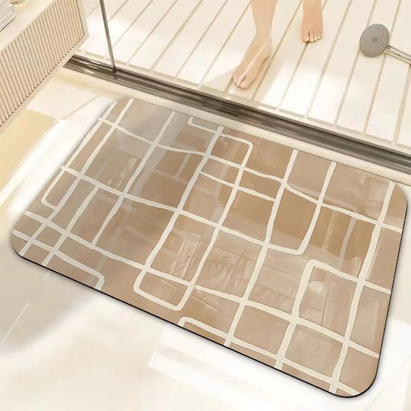 Absorbent Non-slip Bath Rug Quick Dry PVC Bathroom Rugs Fit Under Door-Bath Mats Floor Mat