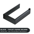 Black Self-Adhesive Toilet Paper Holder Stainless Steel Wall Mount Tissue Roll Rack