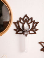 Lotus Shape Wooden Wall Planter & Vase Stand
