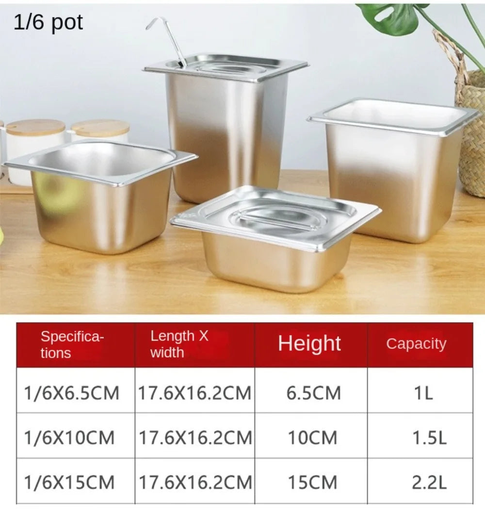 304 Stainless Steel Food Storage Pan – Durable Buffet & Kitchen Use