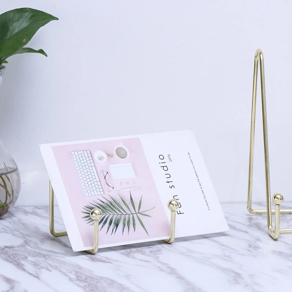 Golden Metal Desktop Storage & Display Rack Picture Holder Stand