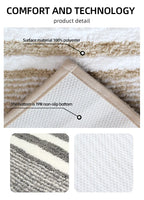 2-Piece Striped Microfiber Bathroom Carpet Set – Non-Slip, Quick-Dry, Machine Washable with TPR Backing