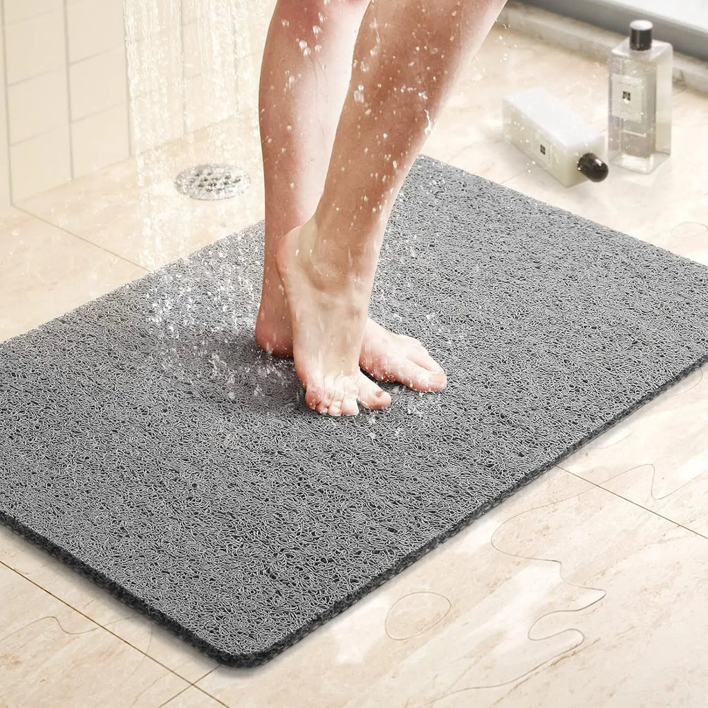 Non-Slip Shower & Bathtub Mat 24x16 Inch PVC Loofah Quick Drying Bath Mat with Drain
