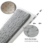 Memory Foam Embossed Velvet Bathroom & Living Room Mat – Non-Slip Cobblestone Floor Carpet