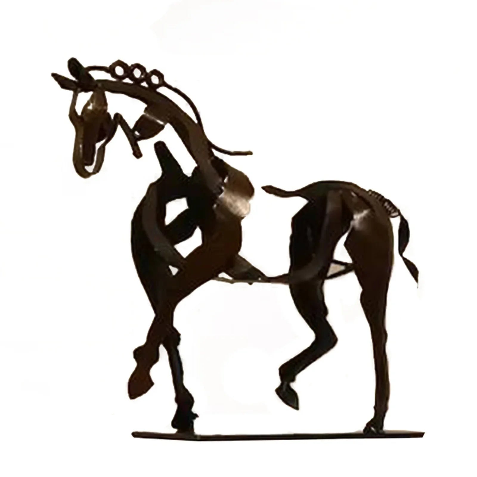 Handmade Metal Horse Sculpture Modern Abstract Animal Decor