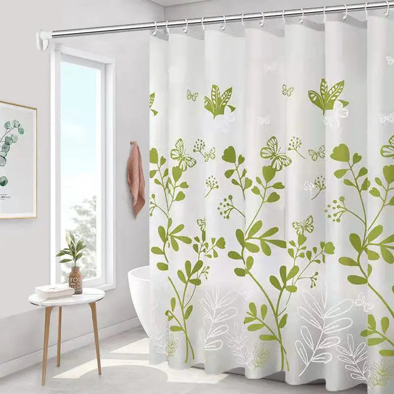 Modern PEVA Waterproof Shower Curtain 100x180cm – Leaf Print