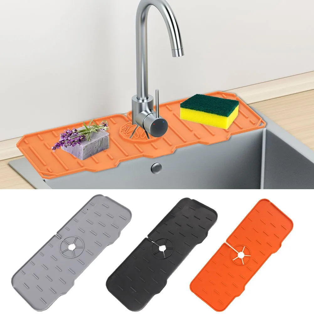 Silicone Kitchen Faucet Mat – Foldable Sink Drainer & Splash Protector