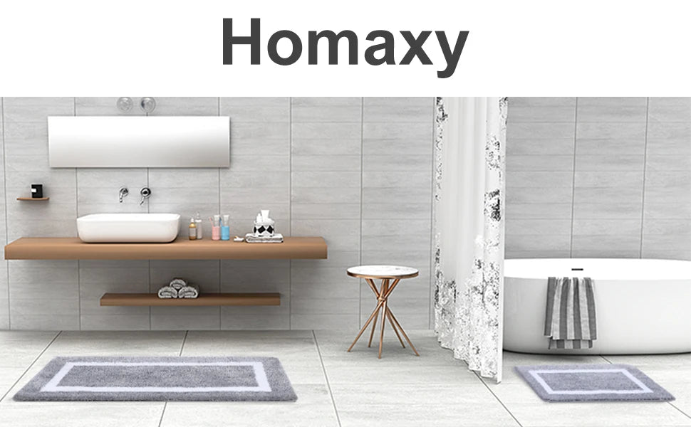Absorbent Microfiber Bath Mat, Soft Plush Non-Slip Bathroom Rug, Thick Floor Mat for Shower, Toilet & Bedroom