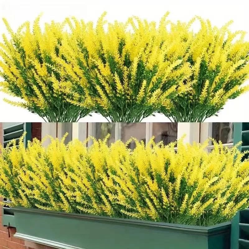 5-Branch Artificial Lavender – Plastic Faux Flowers for Home & Outdoor Decor