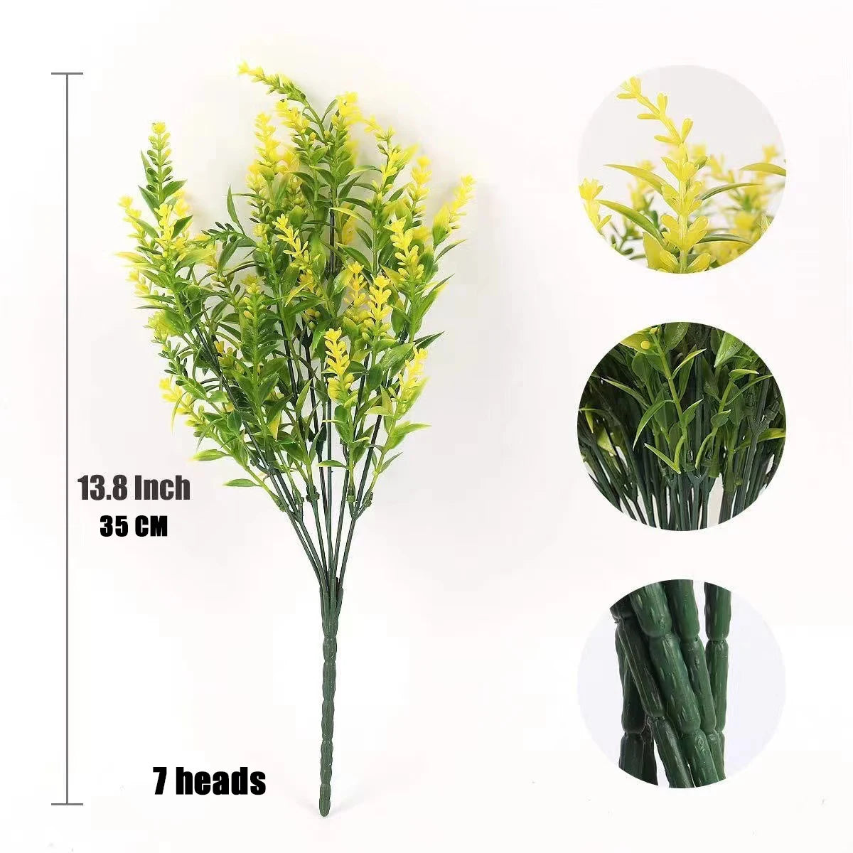 5-Branch Artificial Lavender – Plastic Faux Flowers for Home & Outdoor Decor