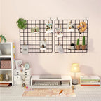 Metal Wall-Mounted Grid Shelf Organizer DIY Photo & Storage Rack