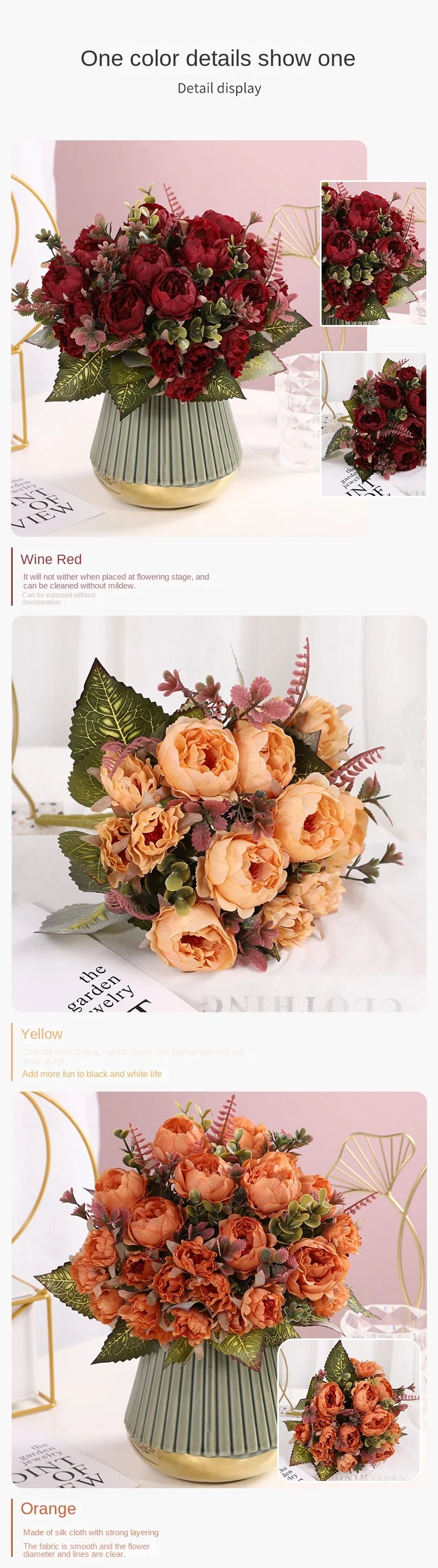 30cm Artificial Silk Peony Flower Indoor Home & Event Decoration