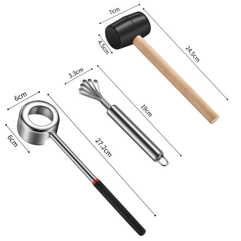 Coconut Opener Tool Set – Stainless Steel Coconut Cutter & Rubber Hammer, Safe & Easy to Use