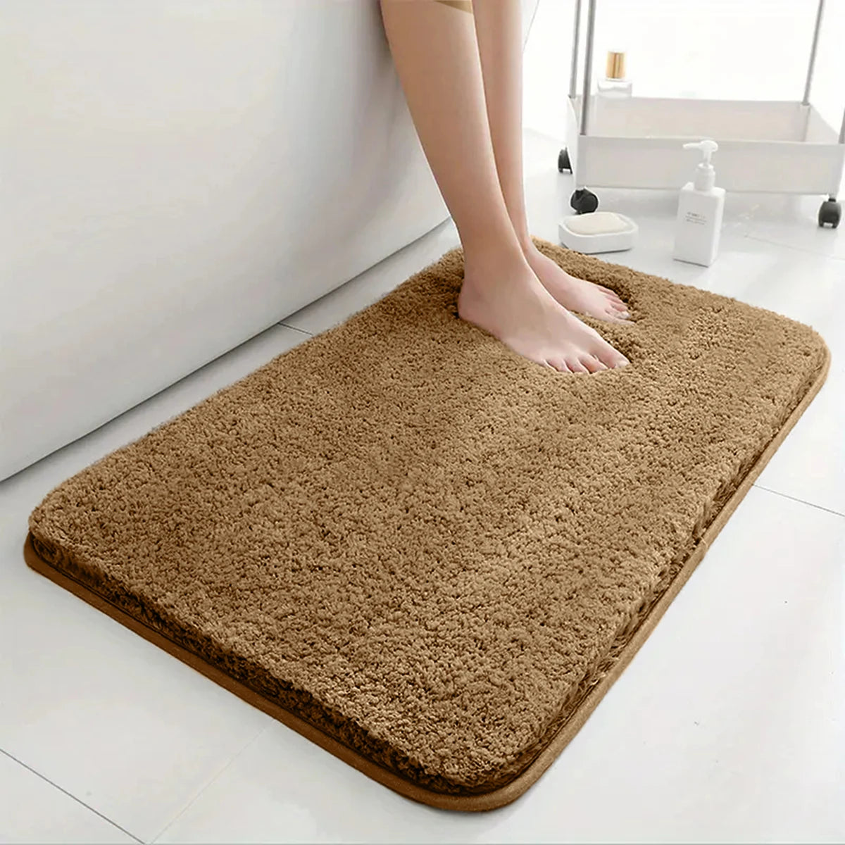 Super Water-Absorbent Anti-Slip Bathroom Floor Mat, Long Hair Friendly Bath Mat for Bedroom & Home
