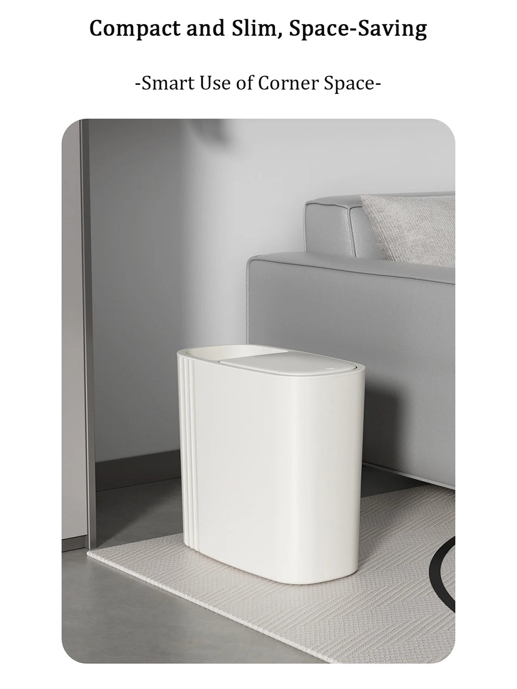 Large Capacity Bathroom Trash Can with Lid – Odor-Sealing Plastic Waste Bin for Bathroom