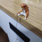 Cute Fishing Cat Figurine PVC Mini Animal Statue Modern Home Decor