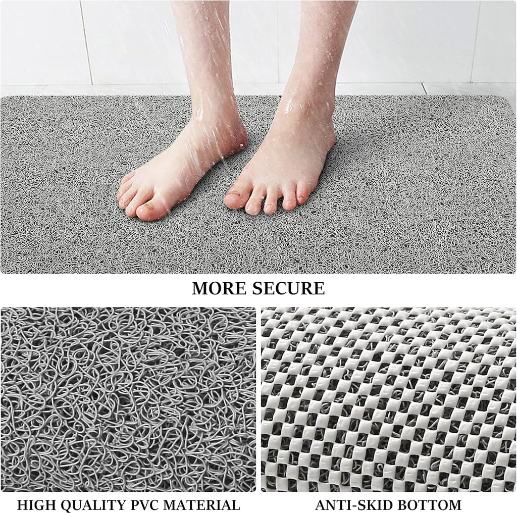 Non-Slip Shower & Bathtub Mat 24x16 Inch PVC Loofah Quick Drying Bath Mat with Drain