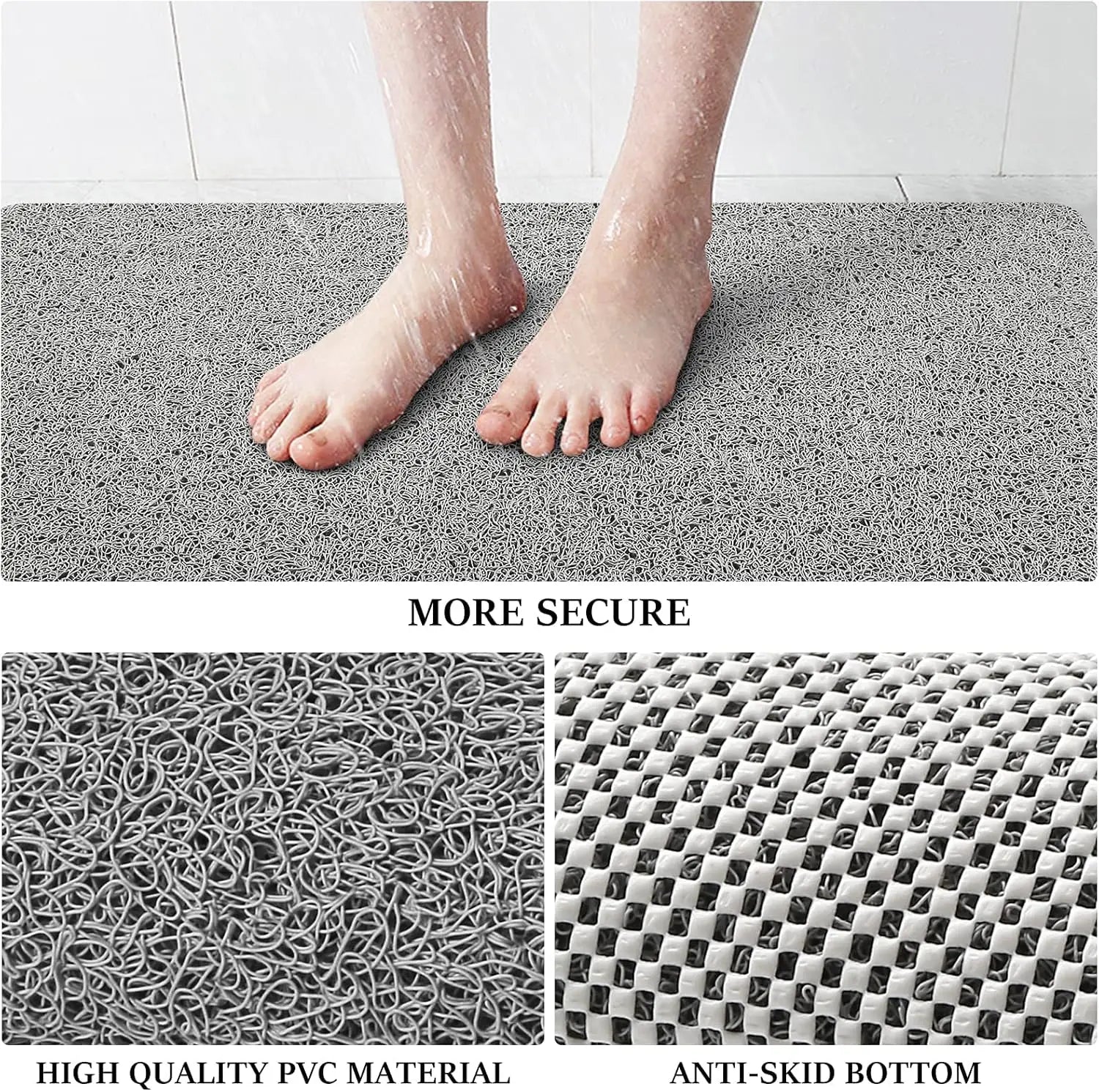 Non-Slip Shower & Bathtub Mat 24x16 Inch PVC Loofah Quick Drying Bath Mat with Drain