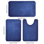 Three-Piece Bathroom Mat Set Non-Slip Microfiber Absorbent Floor Rugs Soft and Comfortable