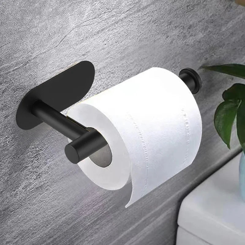 Stainless Steel Adhesive Toilet Paper Holder Waterproof Bathroom Tissue Rack Wall Mount