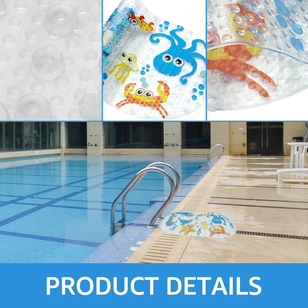 Cartoon Non-Slip PVC Bath Mat with Suction Cups 38x69cm Kid’s Shower Bathtub Rug