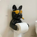 French Bulldog Toilet Paper Holder Wall-Mounted Resin Bathroom Roll Rack