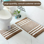 2-Piece Striped Microfiber Bathroom Carpet Set – Non-Slip, Quick-Dry, Machine Washable with TPR Backing