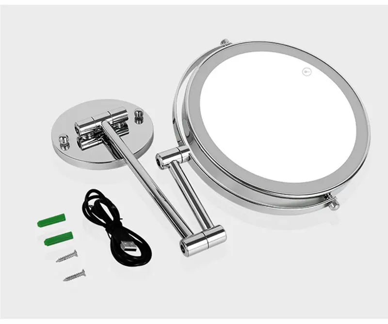 8 Inch Wall Mounted Makeup Mirror with USB Charging and 10X Magnification