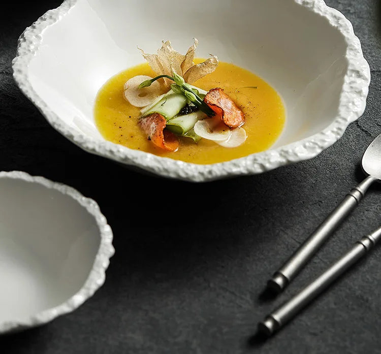 ZIZI FISH Porcelain Soup Bowl – Simple Solid White Design