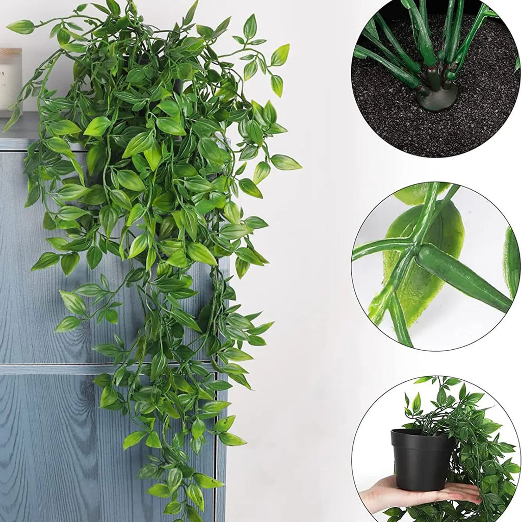 Artificial Ivy Plant with Plastic Leaf Pots – 65cm