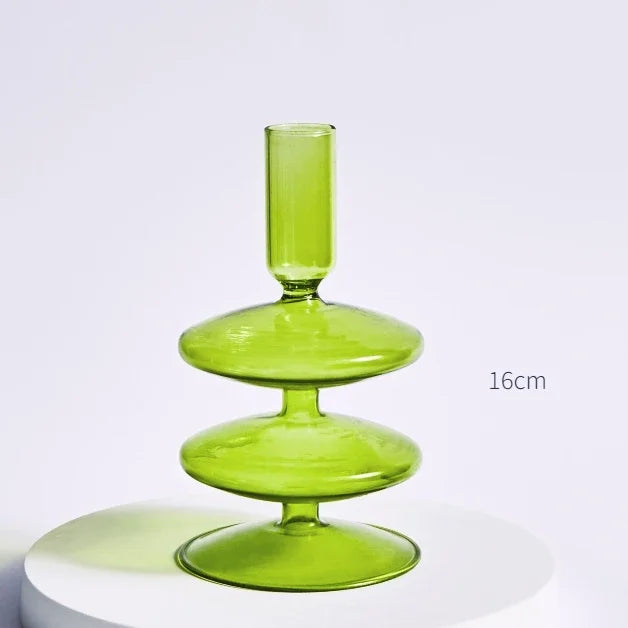 Handmade Nordic Glass Candlestick – Retro Candle Holder & Vase